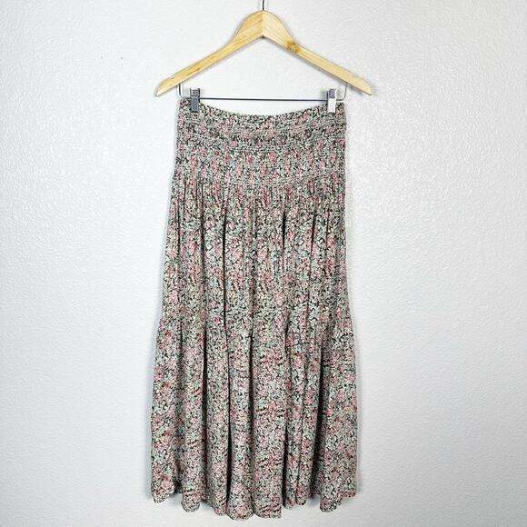 Natural Life Womens Angelina Floral Print Smocked Waist Front Slit Midi Skirt M - Picture 5 of 8
